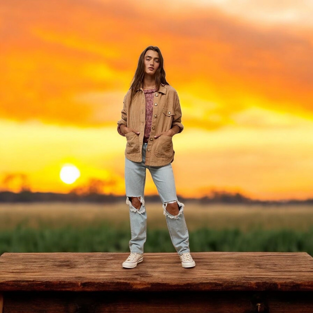 NEW! AE Women's Tan  Cotton Jacket  Sz Xl - Picture 7 of 7